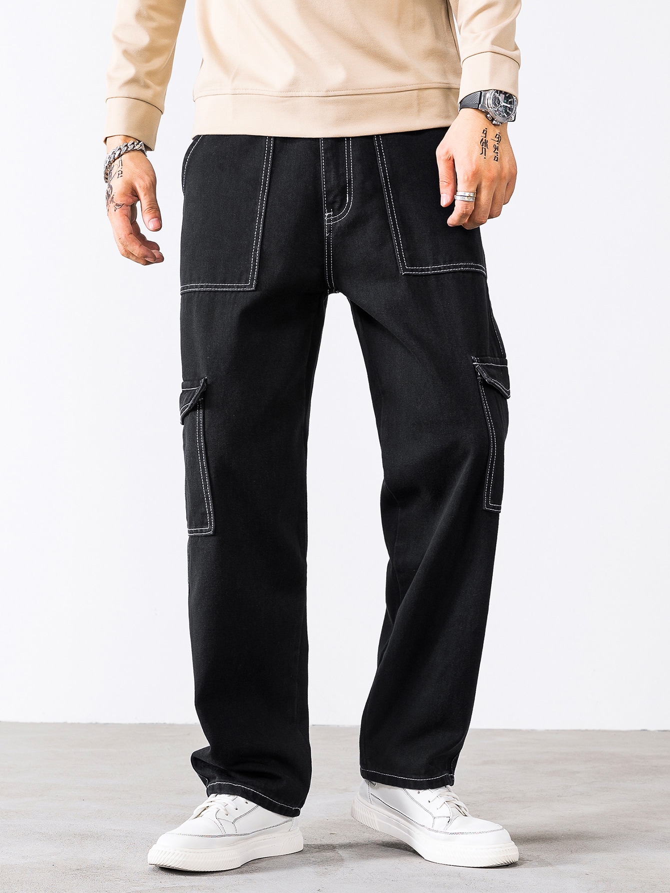 Johnny Black Contrast Stitch Cargo Pants – Indian Shirt Company